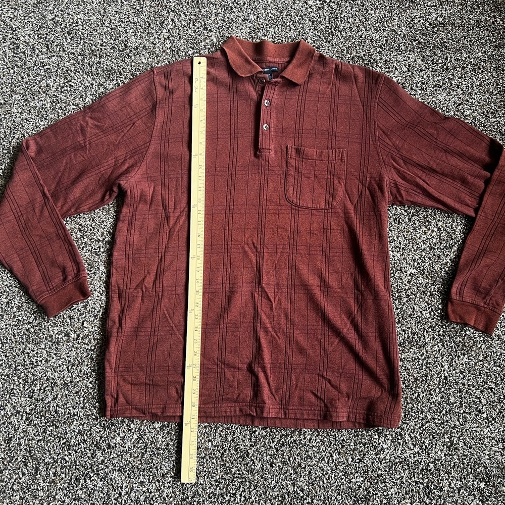 Van Heusen Men's Brick Red Plaid Shirt - Picture 5 of 7